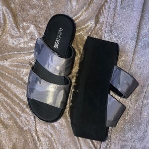 Platform camo sandals